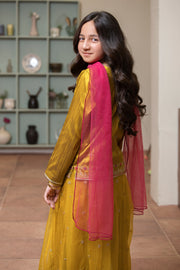 Motif Girls Raw Silk Embroidered Suit