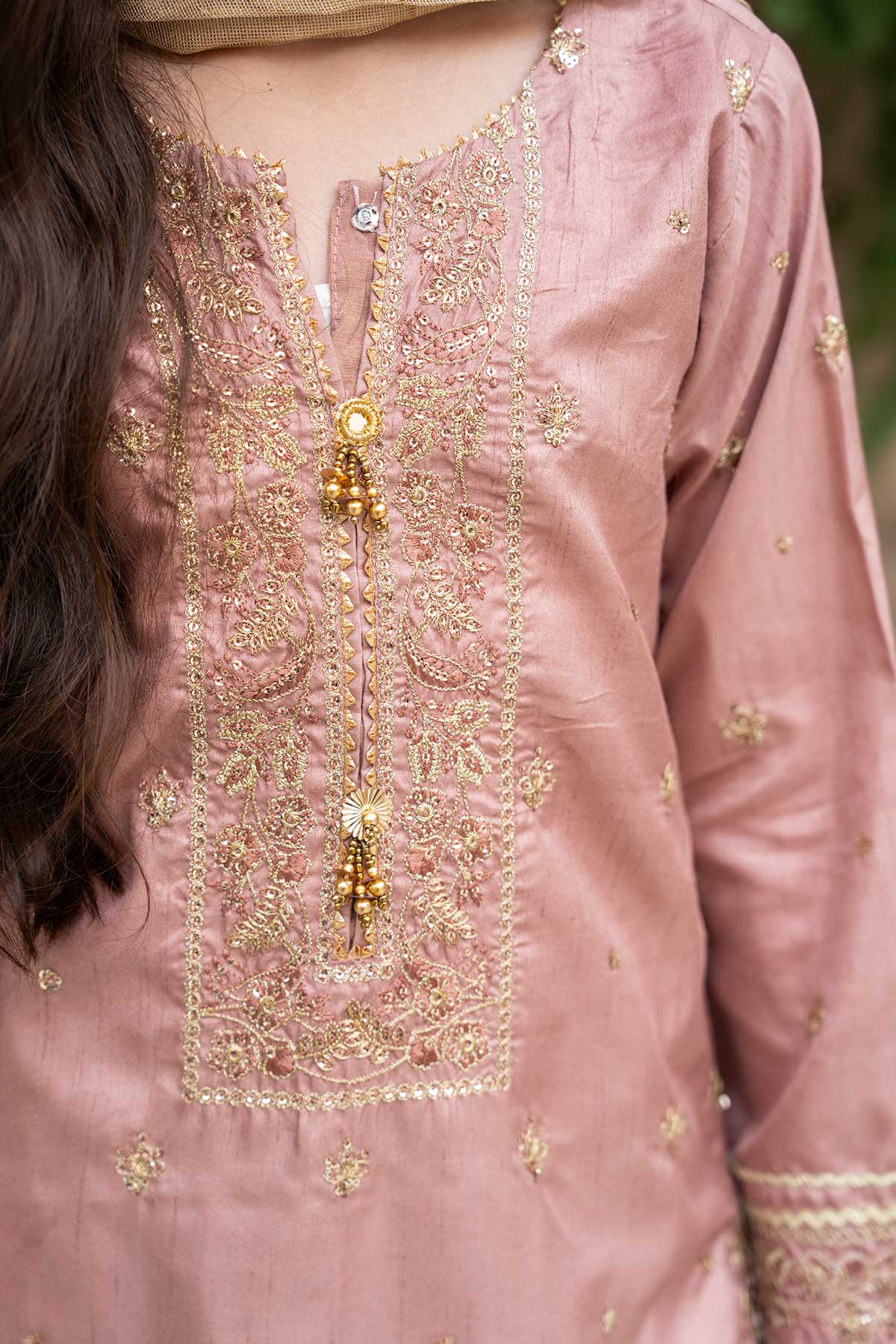 Motif Girls Embroidered Suit-659