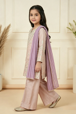 Motif Girls Embroidered Raw Silk Suit-731