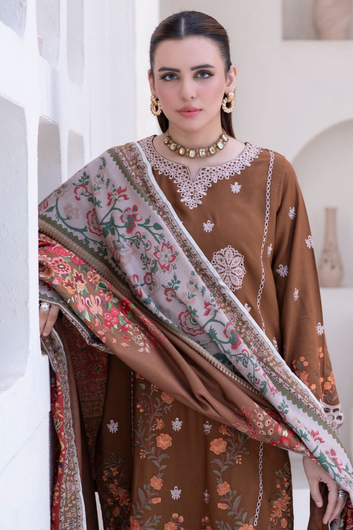 Motif Silk Karandi Embroidered Suit-056 - Motif UK