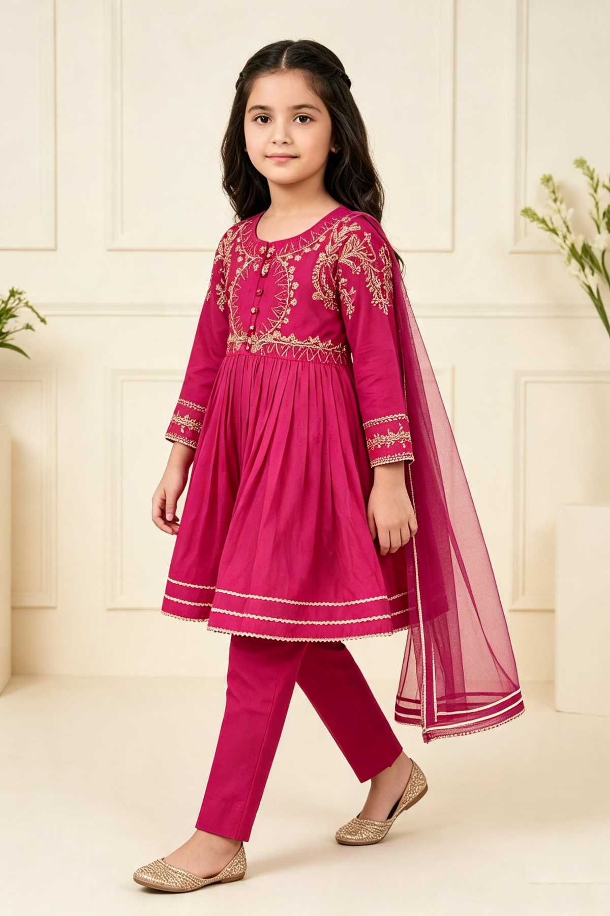 Motif Girls Printed Cotton Suit-728