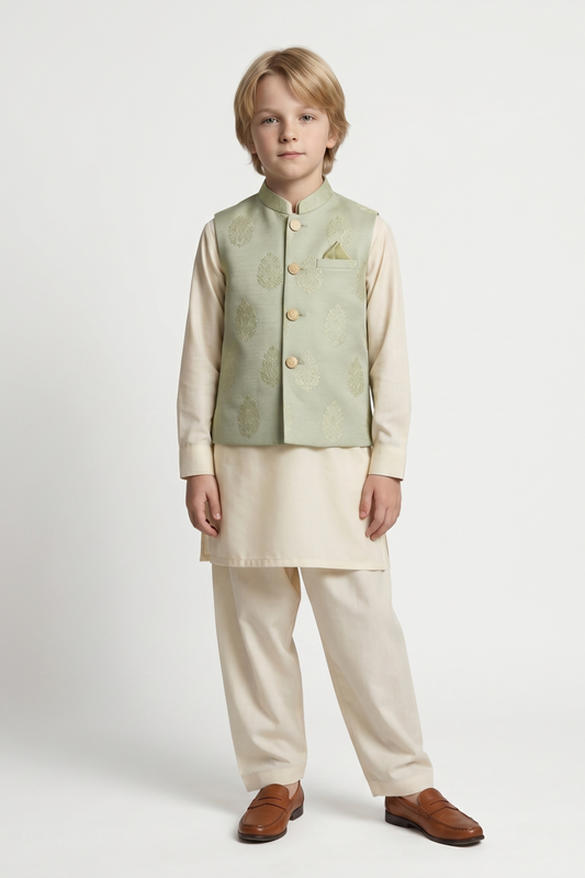Motif Boys Waistcoat Suit-3656