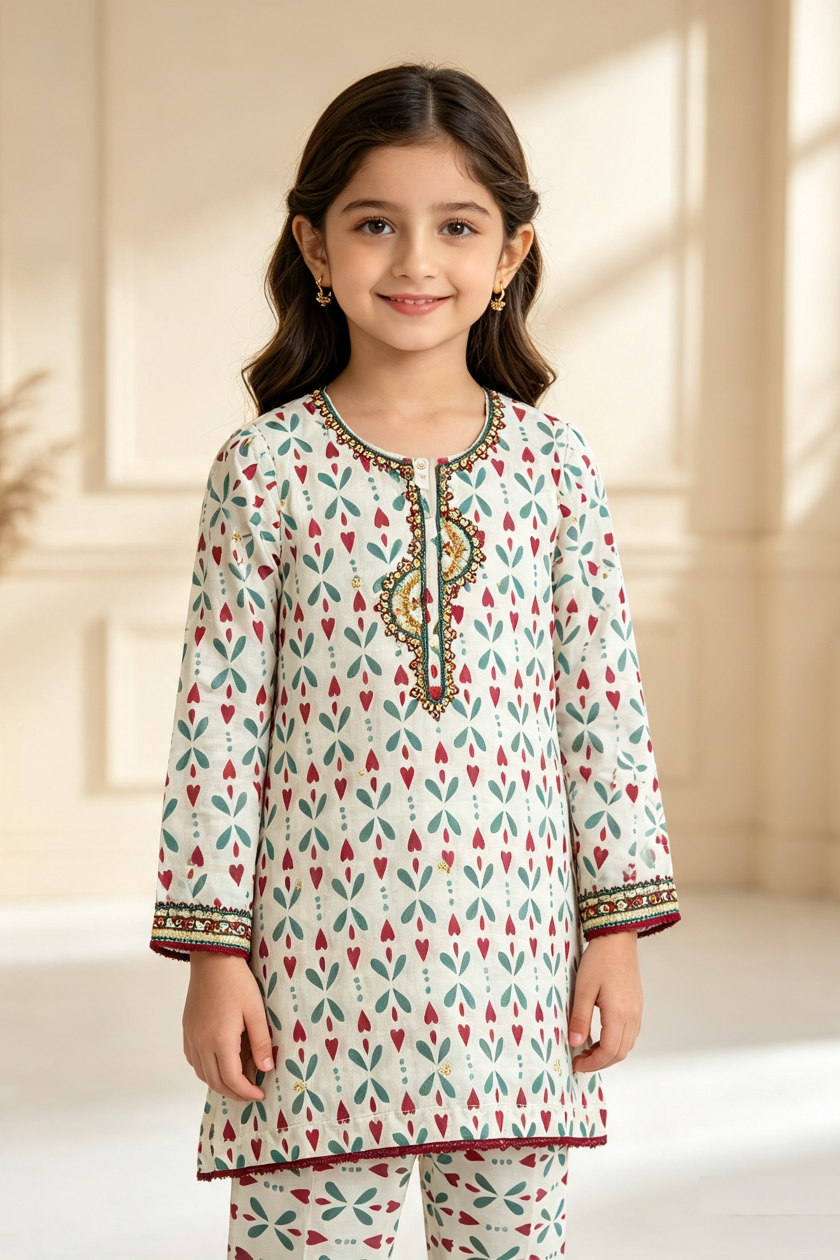 Motif Girls Printed Cambric Suit-084
