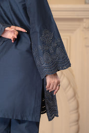 Motif Denim Embroidered Co-Ord Set