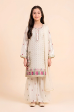 Motif Girls Embroidered Sheesha Silk Suit-741