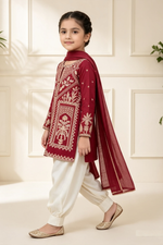 Motif Girls Printed Viscose Suit-756