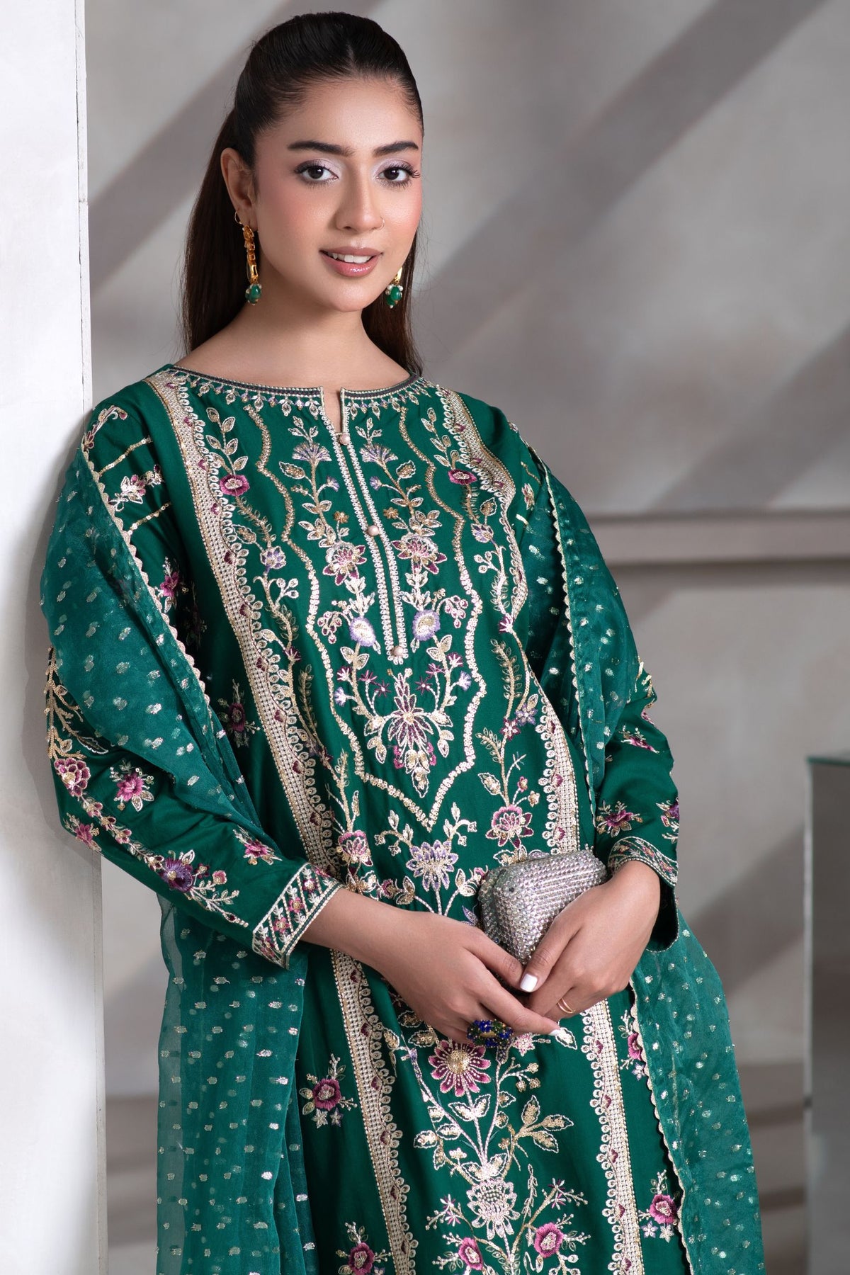 Motif Cambric Embroidered Suit-019