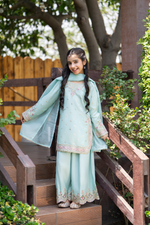 Motif Girls Embroidered Silk Suit-710