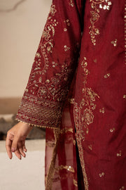 Motif Embroidered Raw Silk Suit-4088