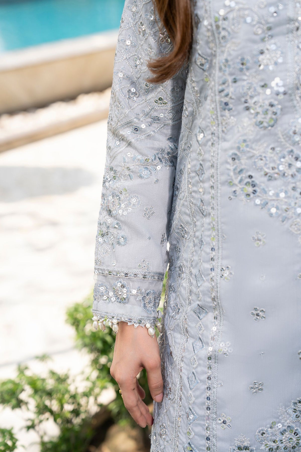 Motif Cotton Silk Embroidered Suit-4063