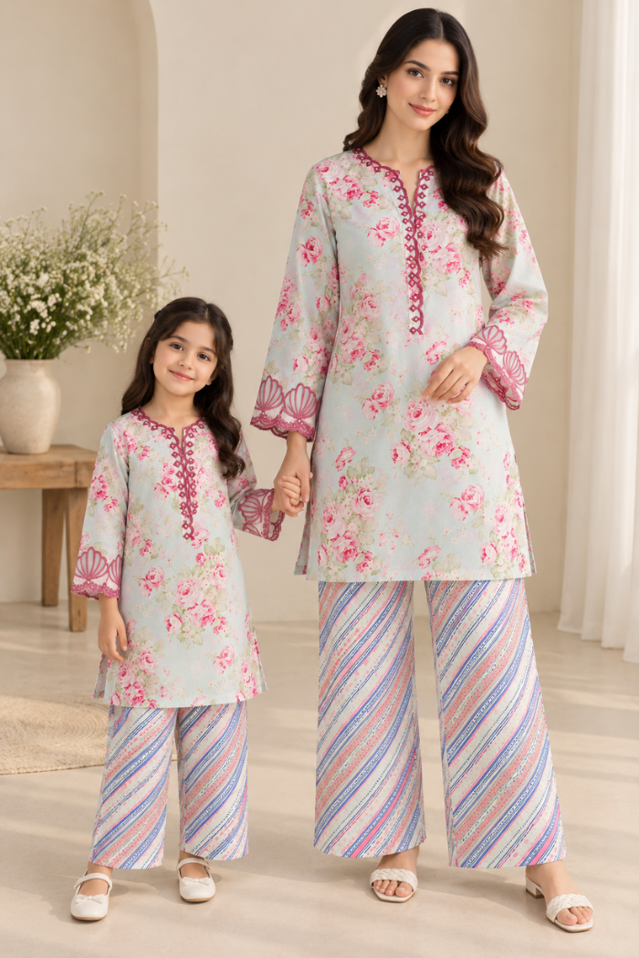 Motif Printed Lawn Suit-008