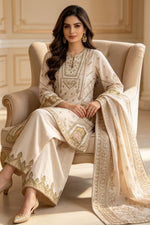 Motif Embroidered Viscose Suit-4149
