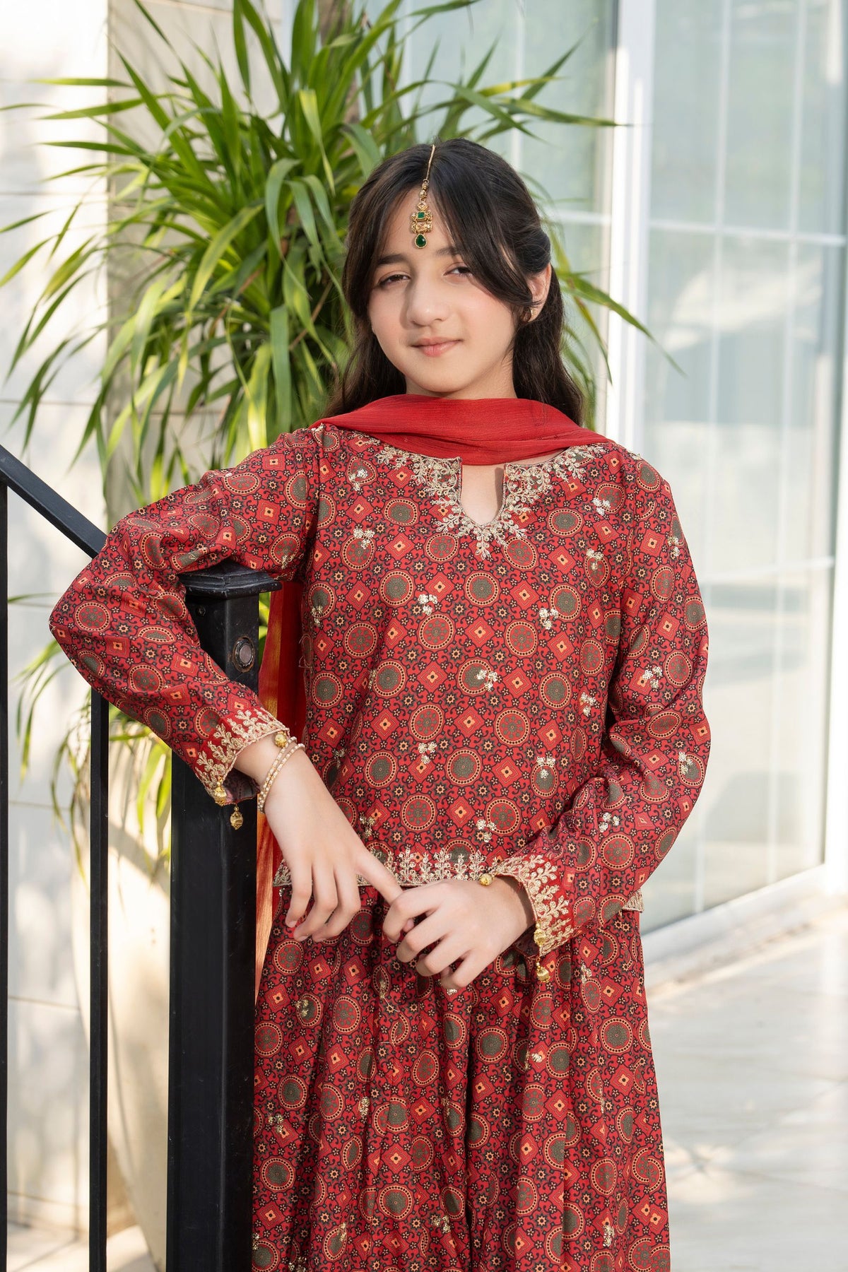 Motif Girls Poly Lawn Embroidered Suit-705