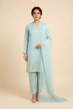 Motif Tissue Silk Embroidered Suit-240