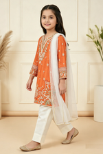 Motif Girls Embroidered Cambric Suit-063
