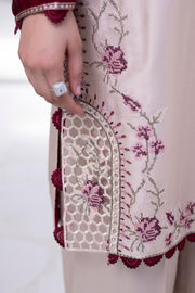 Motif Cotail Linen Embroidered Suit-052