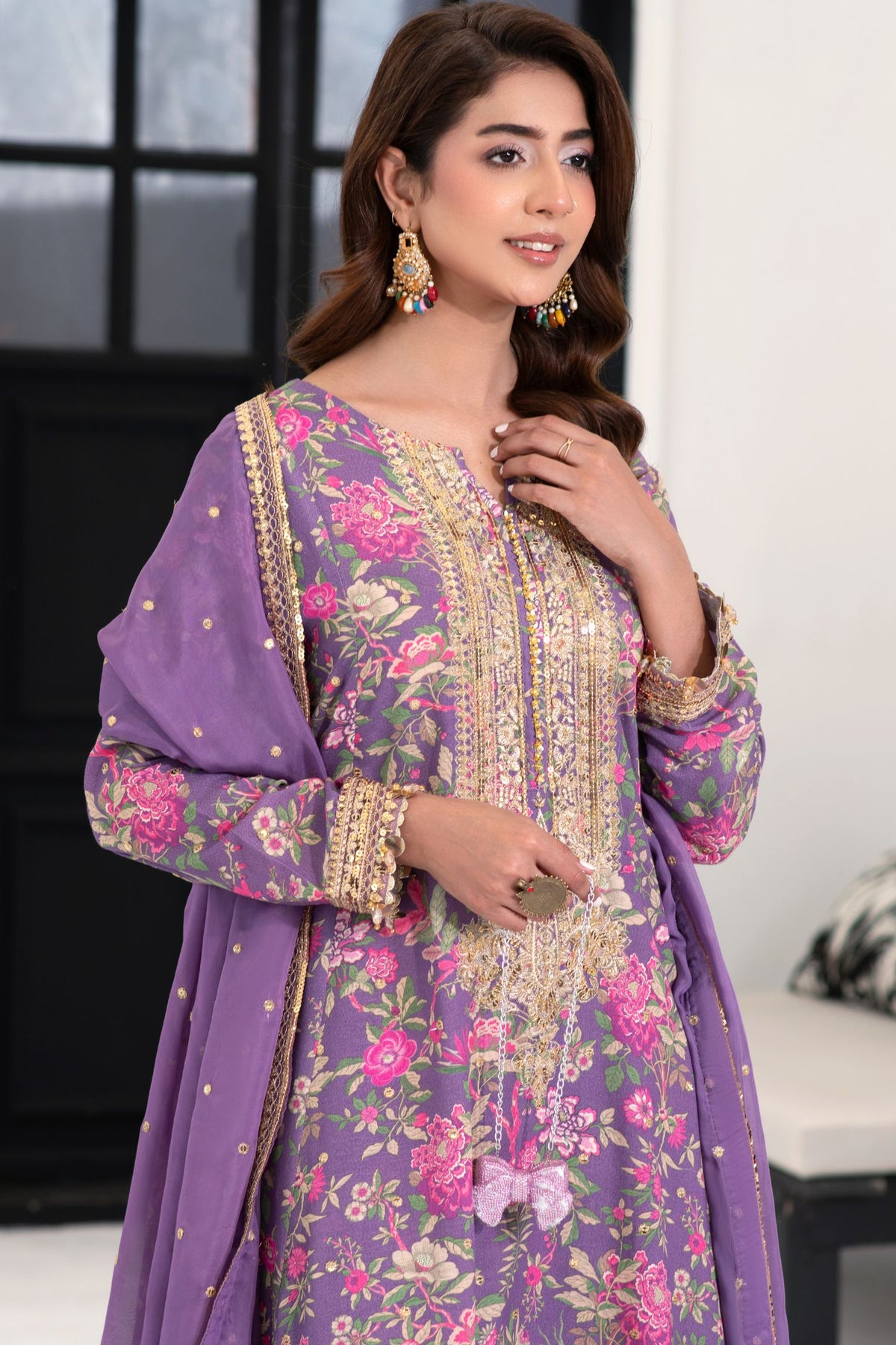 Motif Karandi Printed Embroidered Suit-058