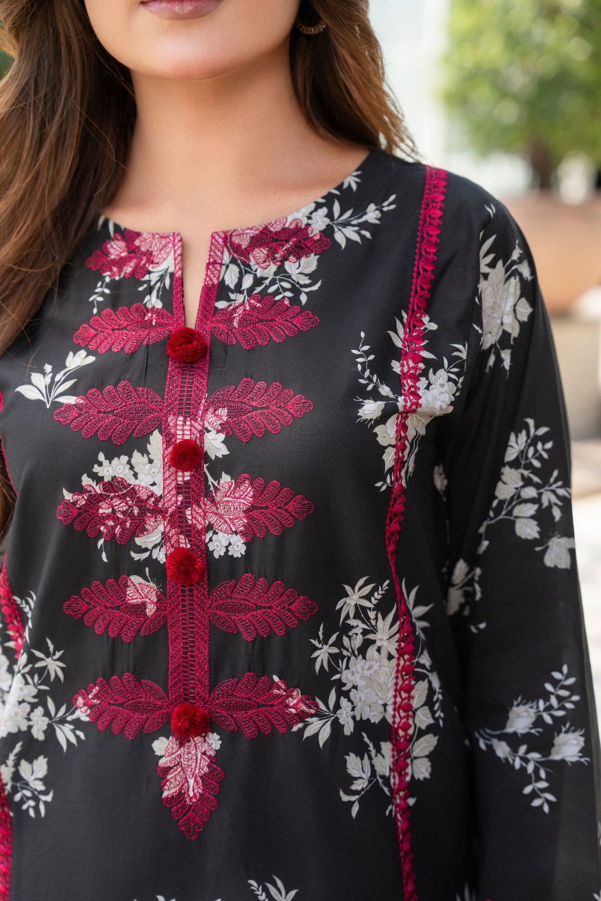 Motif Printed Cambric Suit-048
