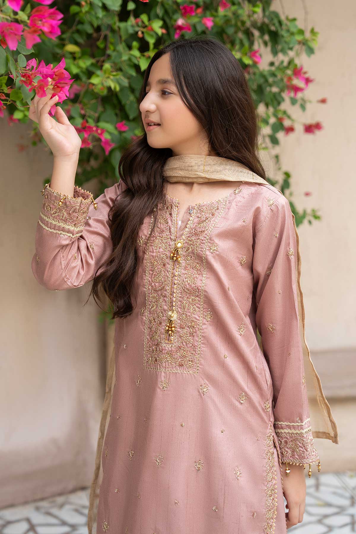 Motif Girls Embroidered Suit-659