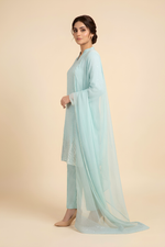 Motif Tissue Silk Embroidered Suit-240