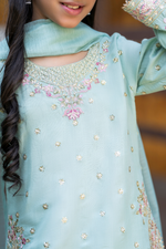 Motif Girls Embroidered Silk Suit-710