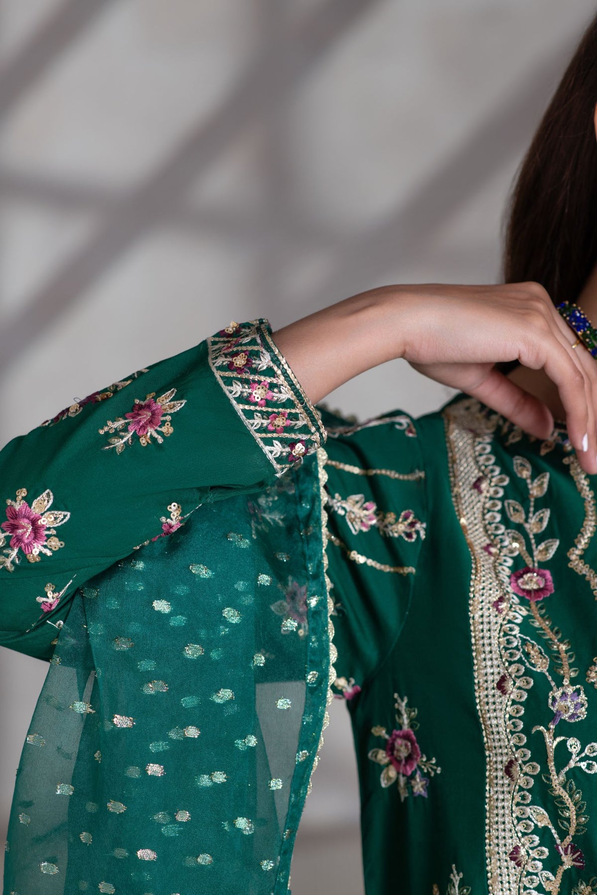 Motif Cambric Embroidered Suit-019
