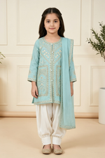 Motif Girls Printed Viscose Suit-756