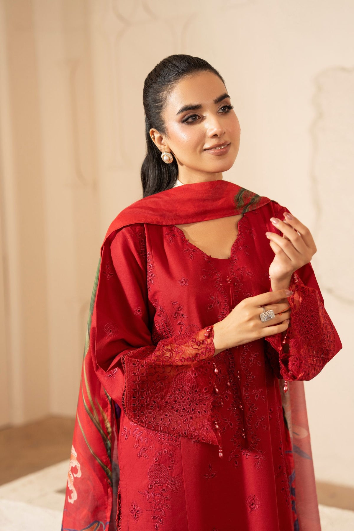 Motif Cotton Embroidered Suit-4067