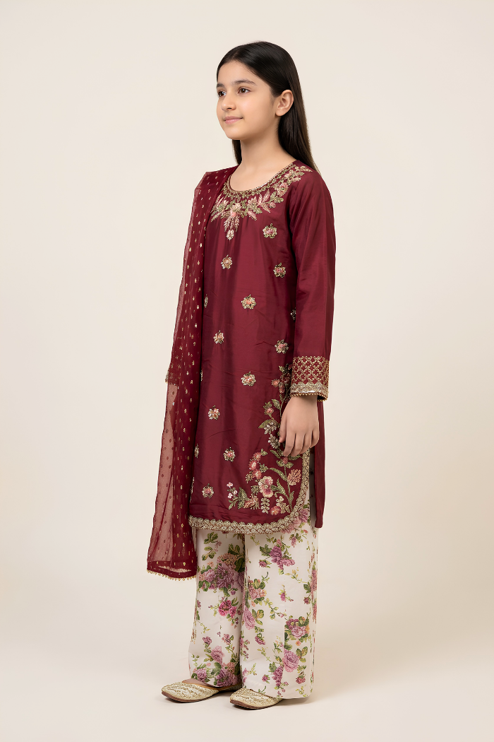 Motif Girls Embroidered Suit-753
