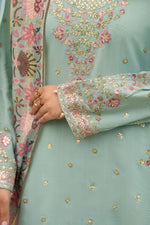 Motif Raw Silk Embroidered Suit-4095