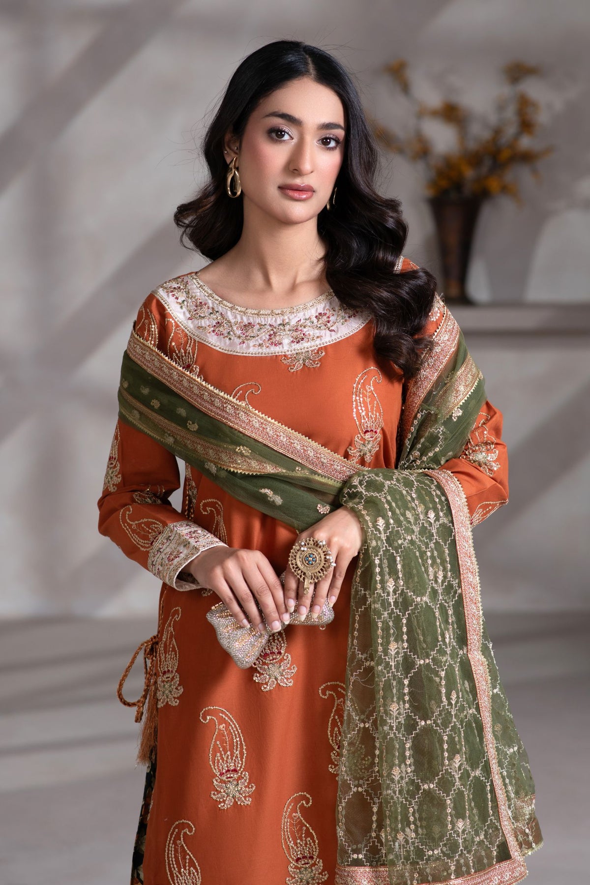 Motif Cambric Embroidered Suit-013