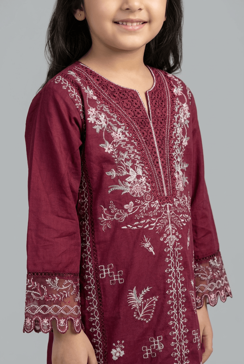 Motif Kids Lawn Embroidered Suit-034