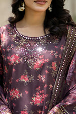 Motif Printed Raw Silk Suit-4114