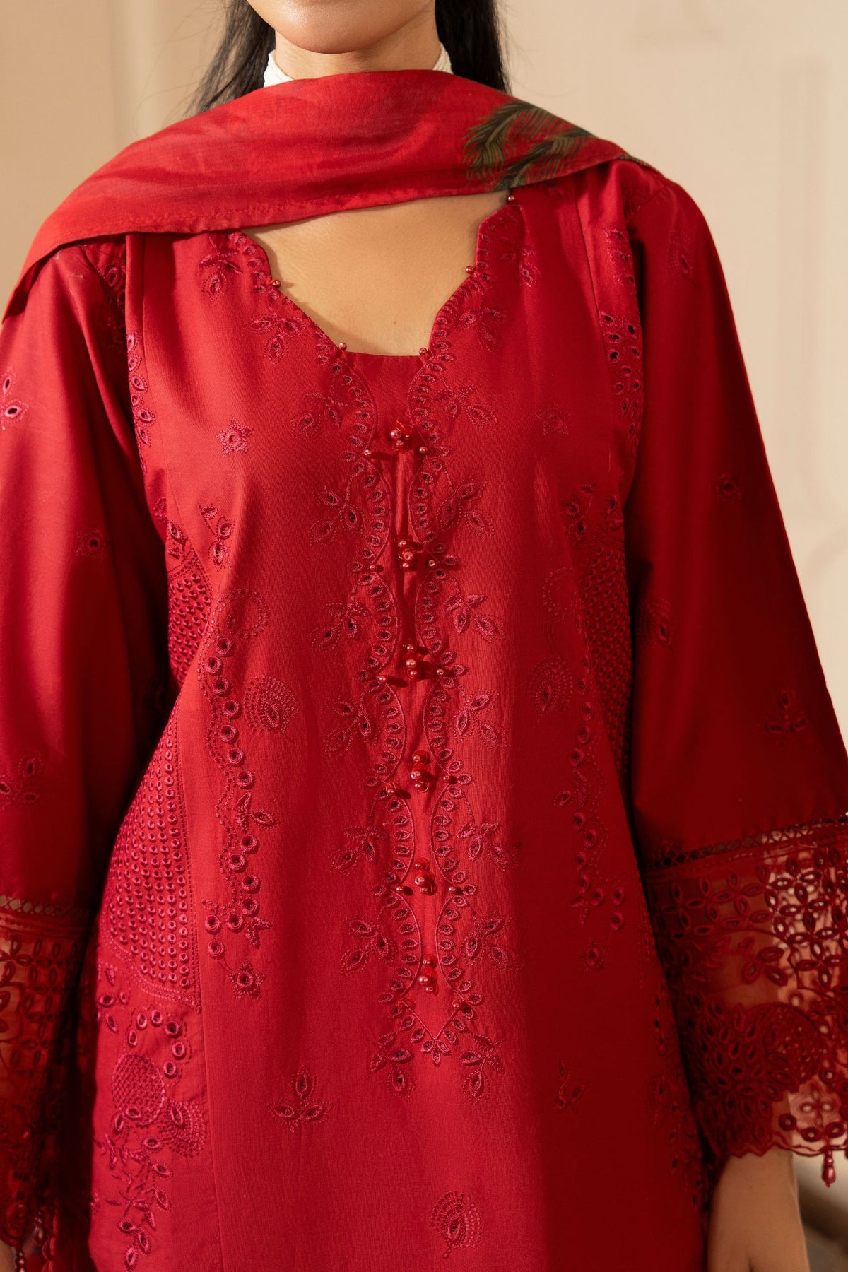 Motif Cotton Embroidered Suit-4067