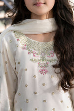 Motif Girls Embroidered Silk Suit-710