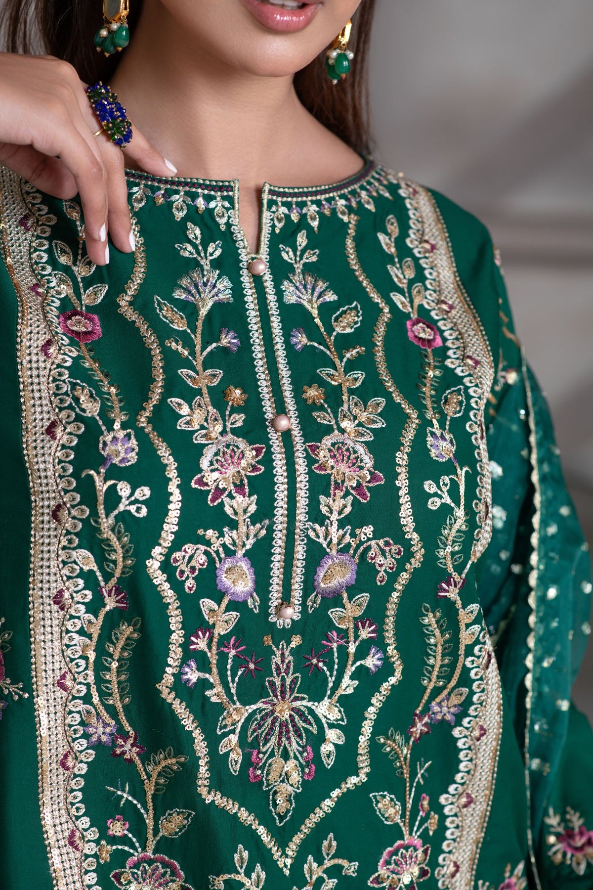 Motif Cambric Embroidered Suit-019