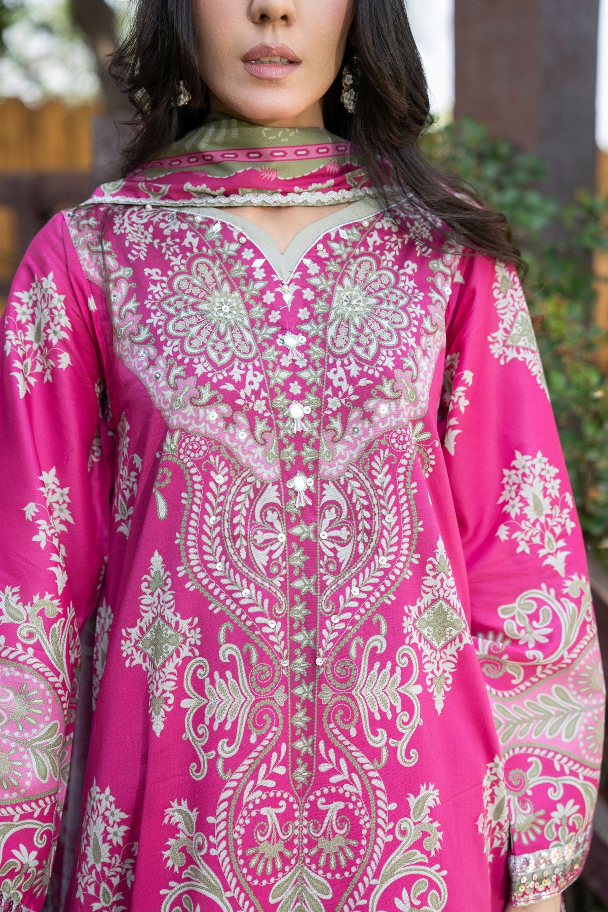 Motif Printed Cambric Suit-041