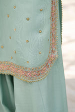 Motif Raw Silk Embroidered Suit-4095