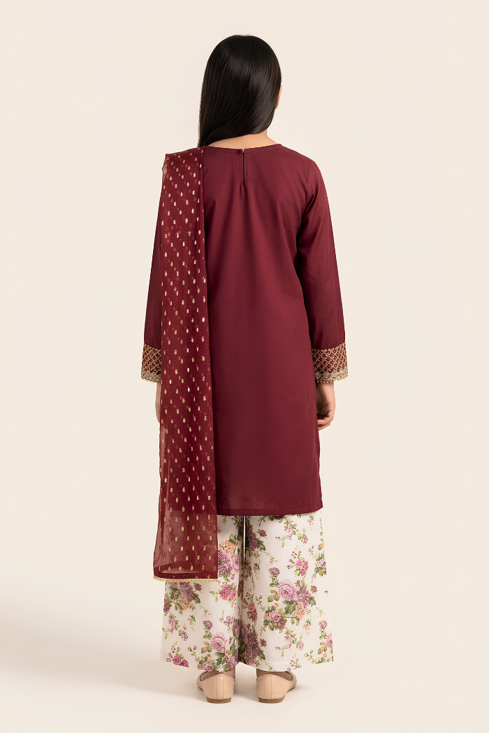 Motif Girls Embroidered Suit-753