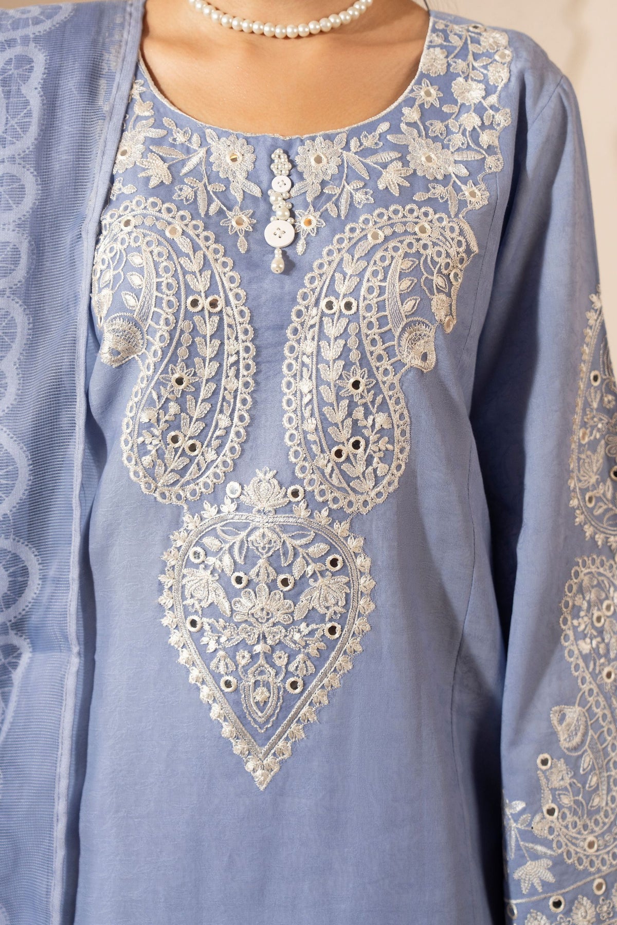 Motif Embroidered Jacquard Suit-4066