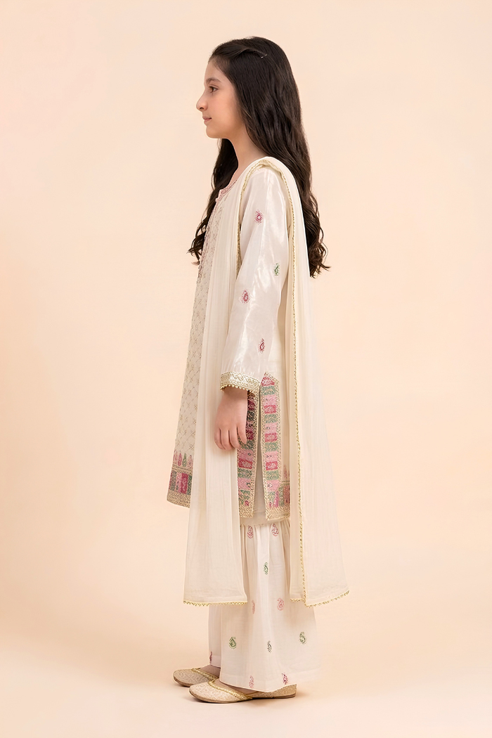 Motif Girls Embroidered Sheesha Silk Suit-741