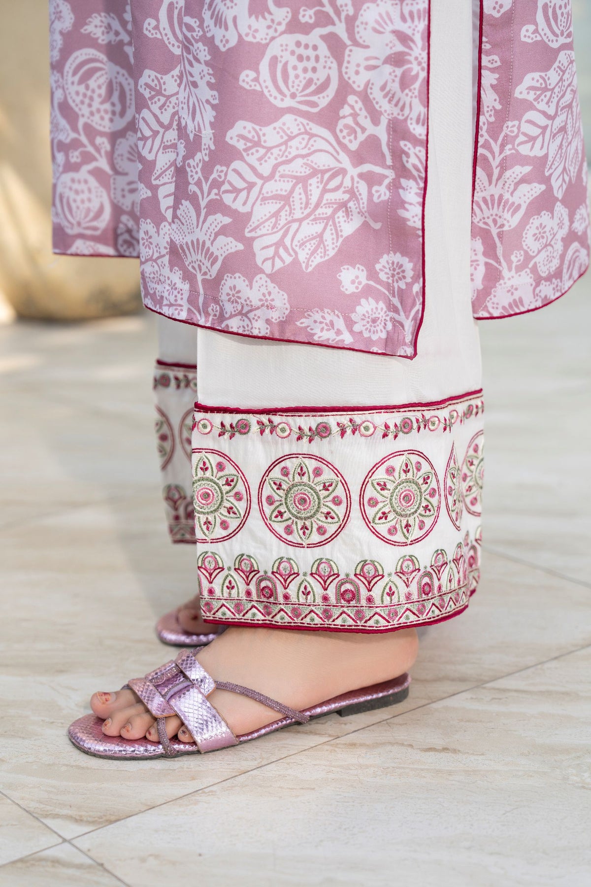Motif Printed Cambric Co-Ord Set-022