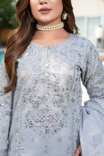 Motif Cotton Silk Embroidered Suit-4063