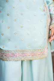 Motif Girls Embroidered Silk Suit-710