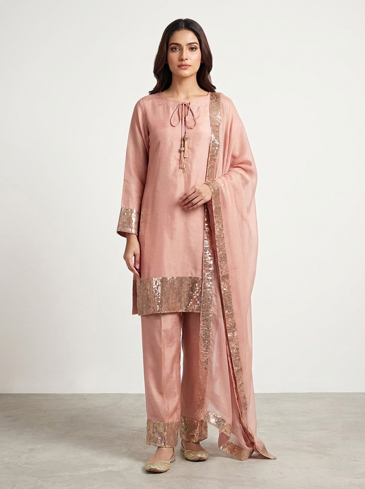 Motif Tusser Silk 3Pc suit-004