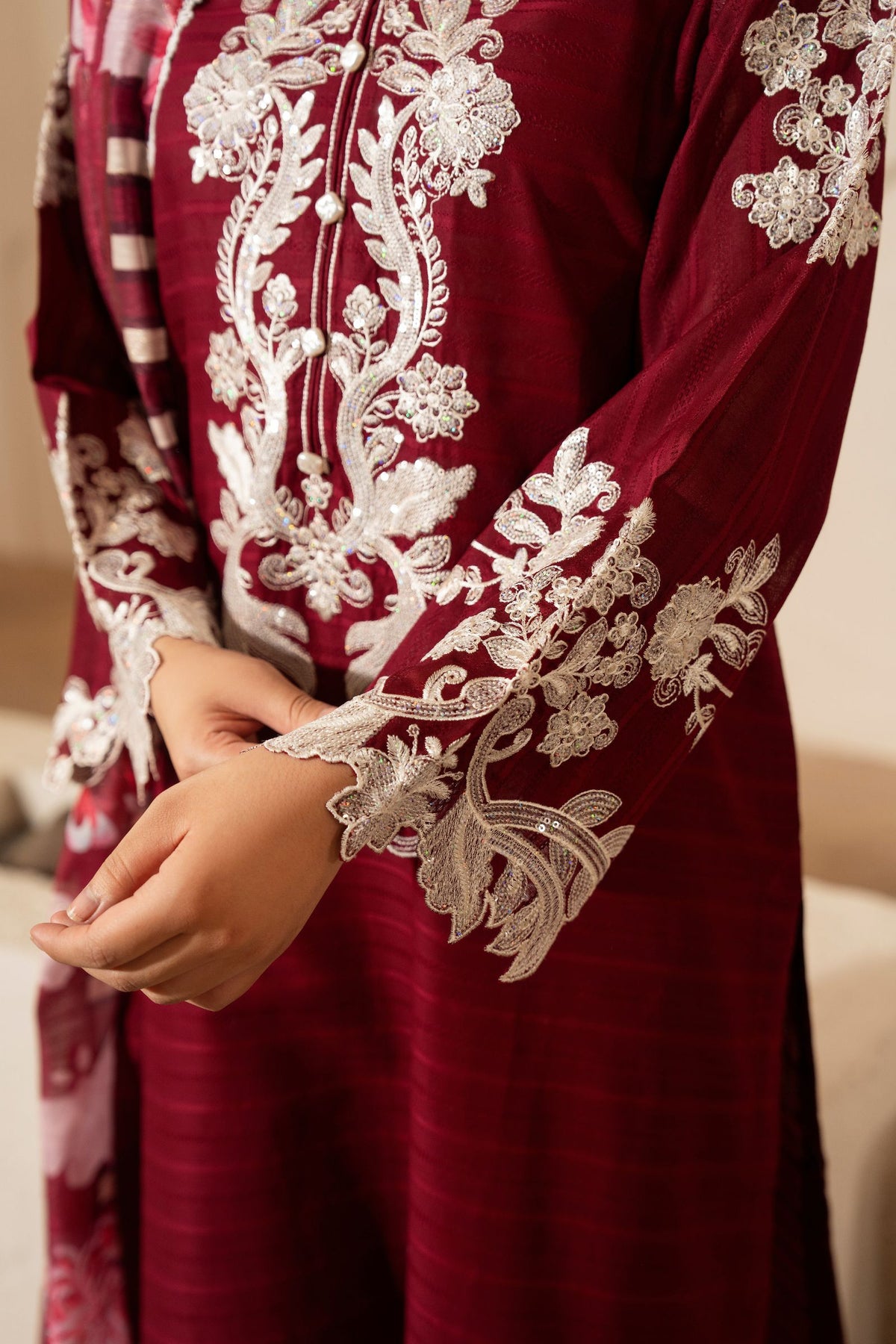 Motif Embroidered Katpana Lawn Suit-009