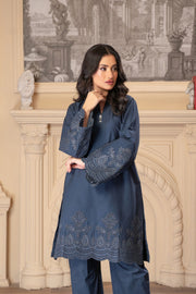 Motif Denim Embroidered Co-Ord Set