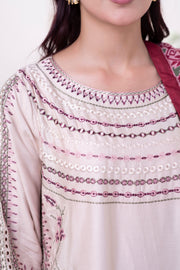 Motif Cotail Linen Embroidered Suit-052