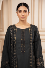 Motif Raw Silk Embroidered Suit-025