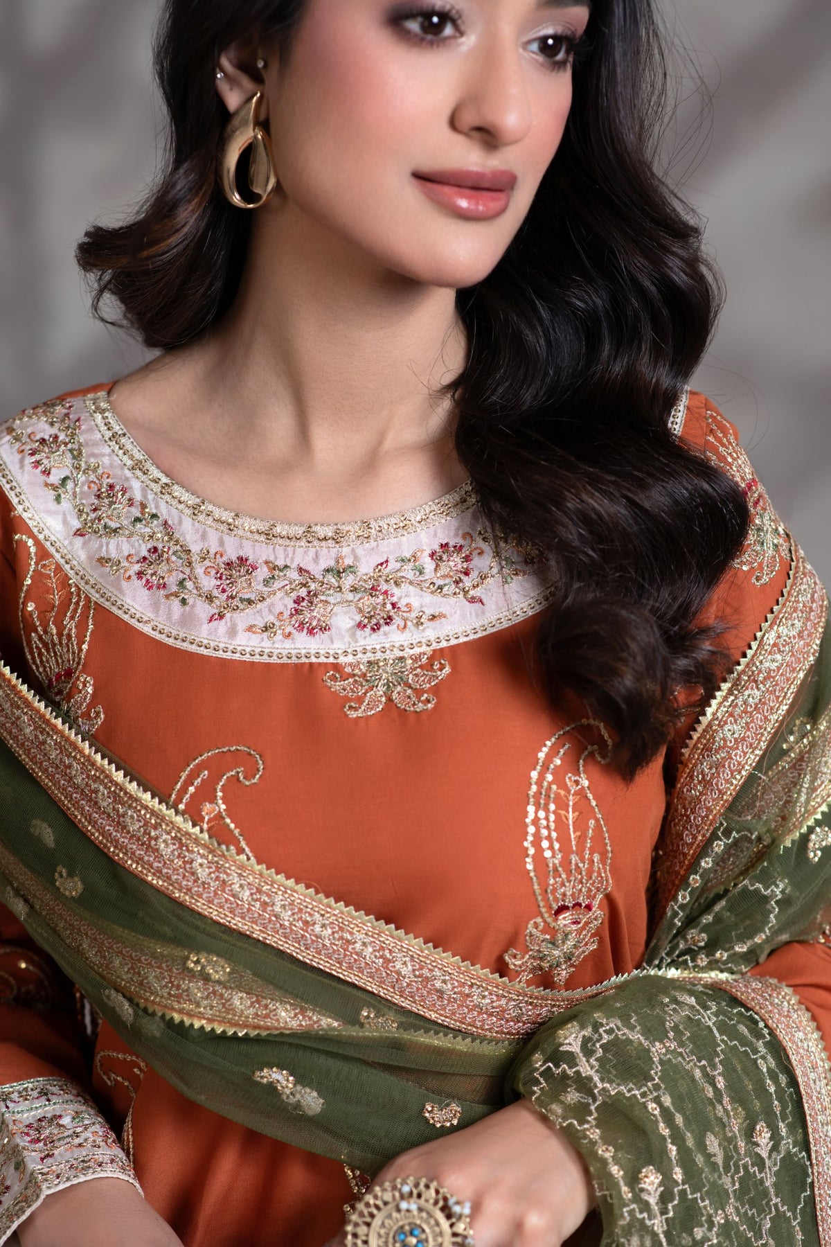 Motif Cambric Embroidered Suit-013